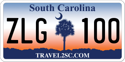 SC license plate ZLG100