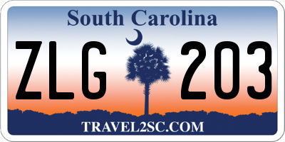 SC license plate ZLG203