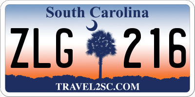 SC license plate ZLG216