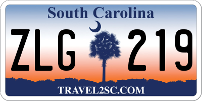 SC license plate ZLG219
