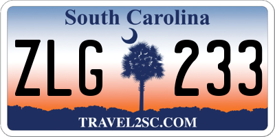 SC license plate ZLG233
