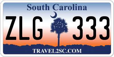 SC license plate ZLG333