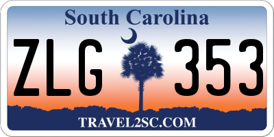 SC license plate ZLG353