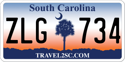 SC license plate ZLG734