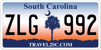 SC license plate ZLG992