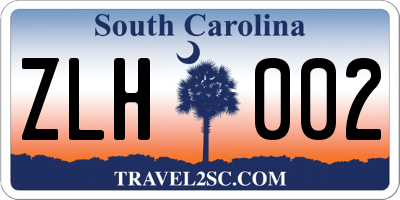 SC license plate ZLH002
