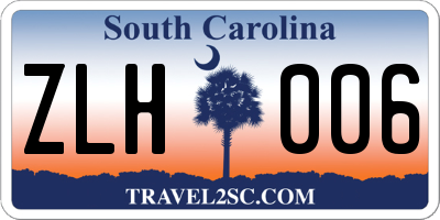 SC license plate ZLH006