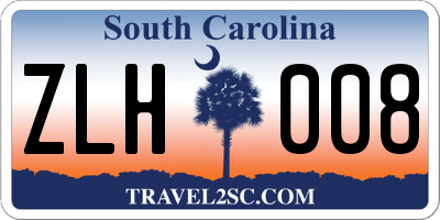 SC license plate ZLH008