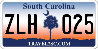 SC license plate ZLH025
