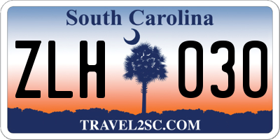 SC license plate ZLH030