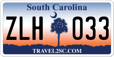 SC license plate ZLH033