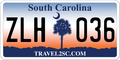 SC license plate ZLH036