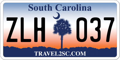 SC license plate ZLH037