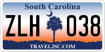 SC license plate ZLH038