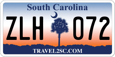 SC license plate ZLH072