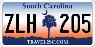 SC license plate ZLH205
