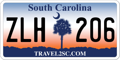 SC license plate ZLH206