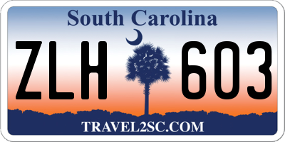 SC license plate ZLH603