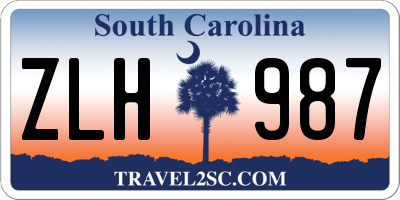 SC license plate ZLH987