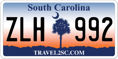 SC license plate ZLH992