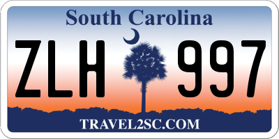 SC license plate ZLH997