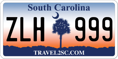 SC license plate ZLH999