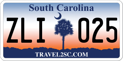 SC license plate ZLI025