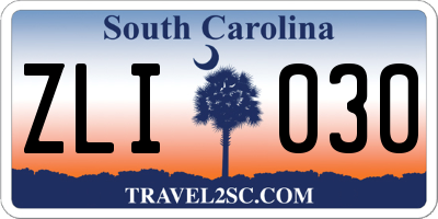 SC license plate ZLI030