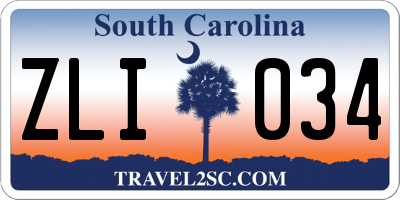 SC license plate ZLI034