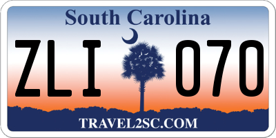 SC license plate ZLI070
