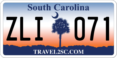 SC license plate ZLI071