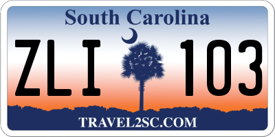 SC license plate ZLI103