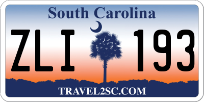 SC license plate ZLI193