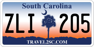 SC license plate ZLI205