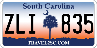 SC license plate ZLI835