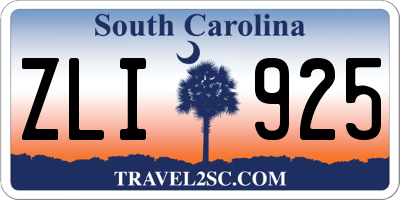 SC license plate ZLI925