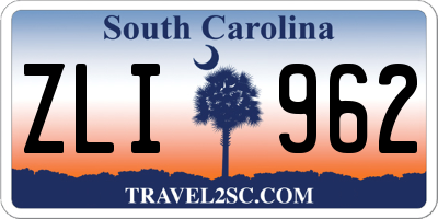 SC license plate ZLI962