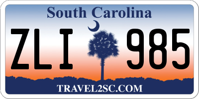 SC license plate ZLI985