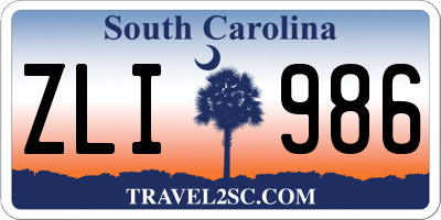 SC license plate ZLI986