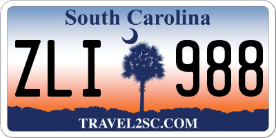 SC license plate ZLI988