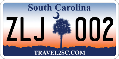 SC license plate ZLJ002