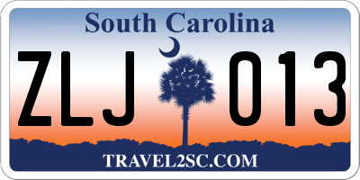SC license plate ZLJ013
