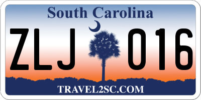 SC license plate ZLJ016