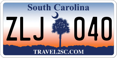 SC license plate ZLJ040