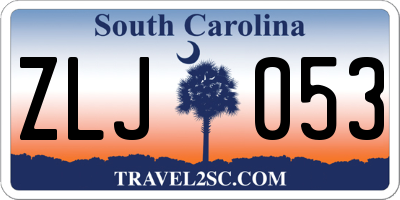 SC license plate ZLJ053
