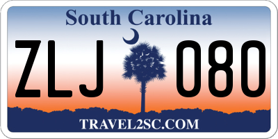 SC license plate ZLJ080