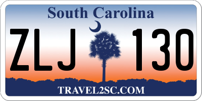SC license plate ZLJ130