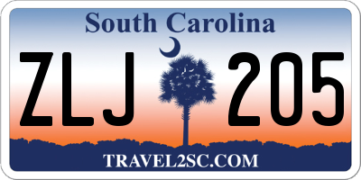 SC license plate ZLJ205