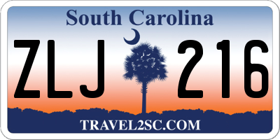 SC license plate ZLJ216