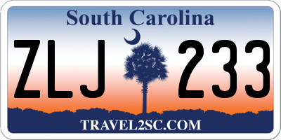 SC license plate ZLJ233